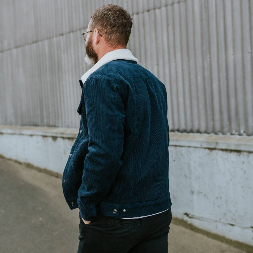 Hammer Men's Cord/Sherpa Jacket - Navy/White Sherpa