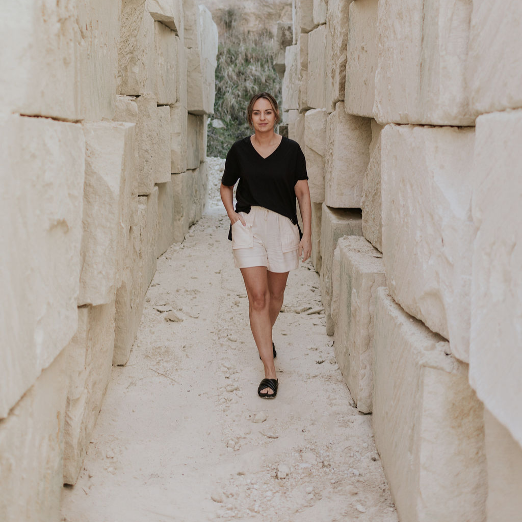 Jenna Women's Paperbag Shorts - Coconut Milk