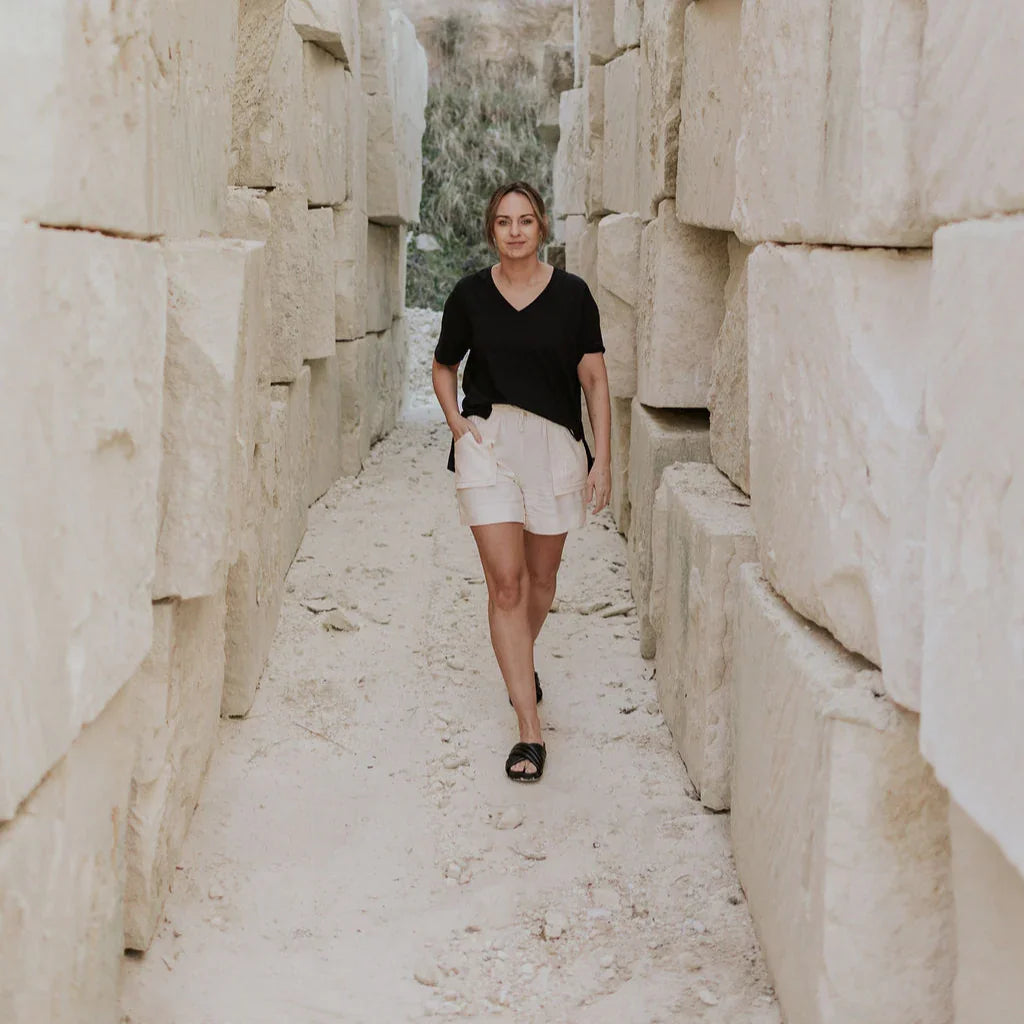 Jenna Women's Paperbag Shorts - Coconut Milk