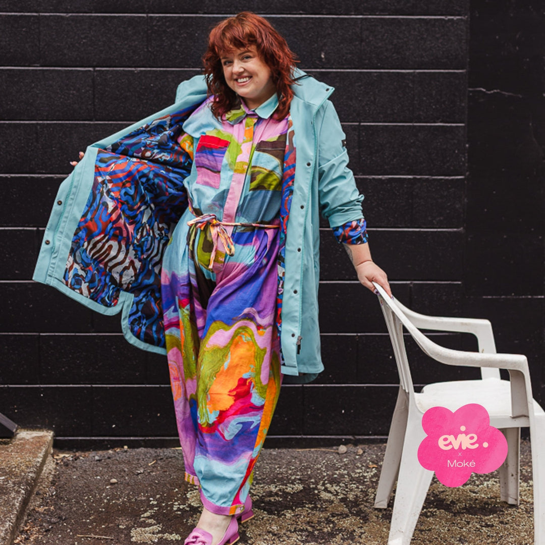 Billie Raincoat - Aqua/Evie Aqua Trails