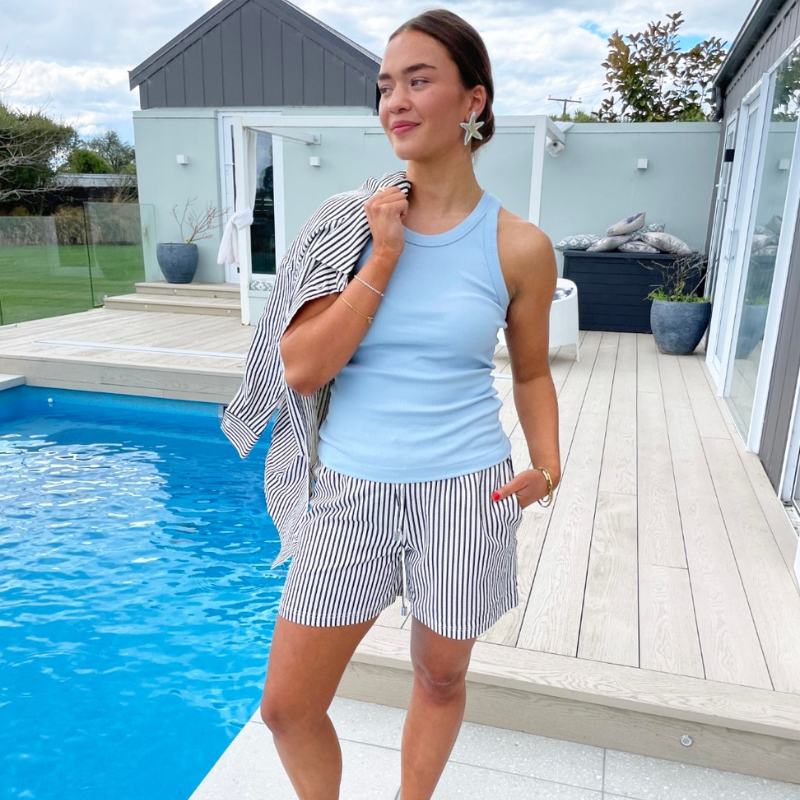 Ede Women's Cotton Rib Knit Tank | Ice Blue