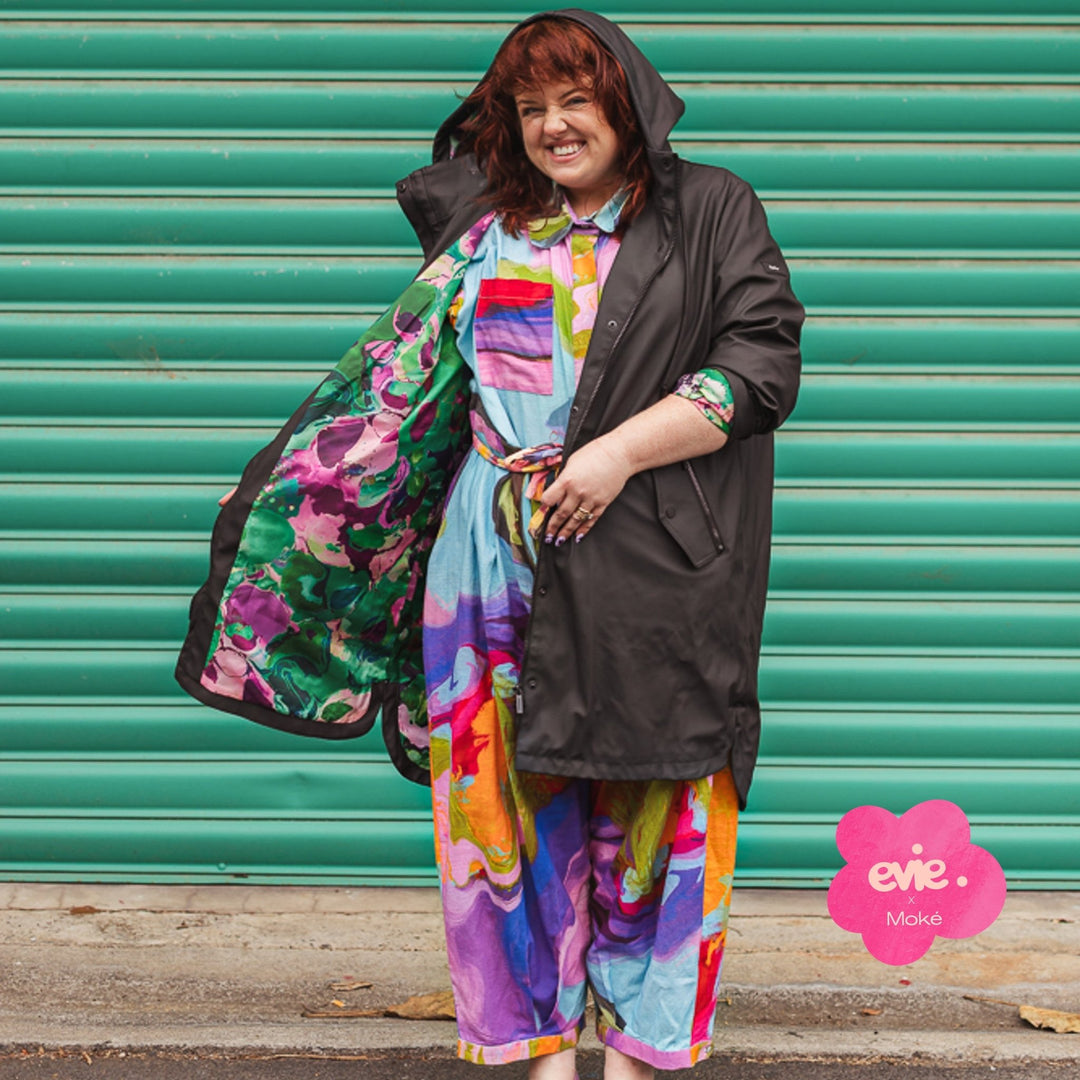 Billie Raincoat - Black/Evie Marble