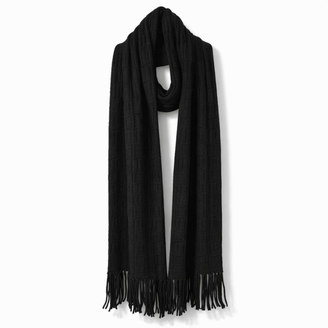 Adele Cable Knit Scarf - Black