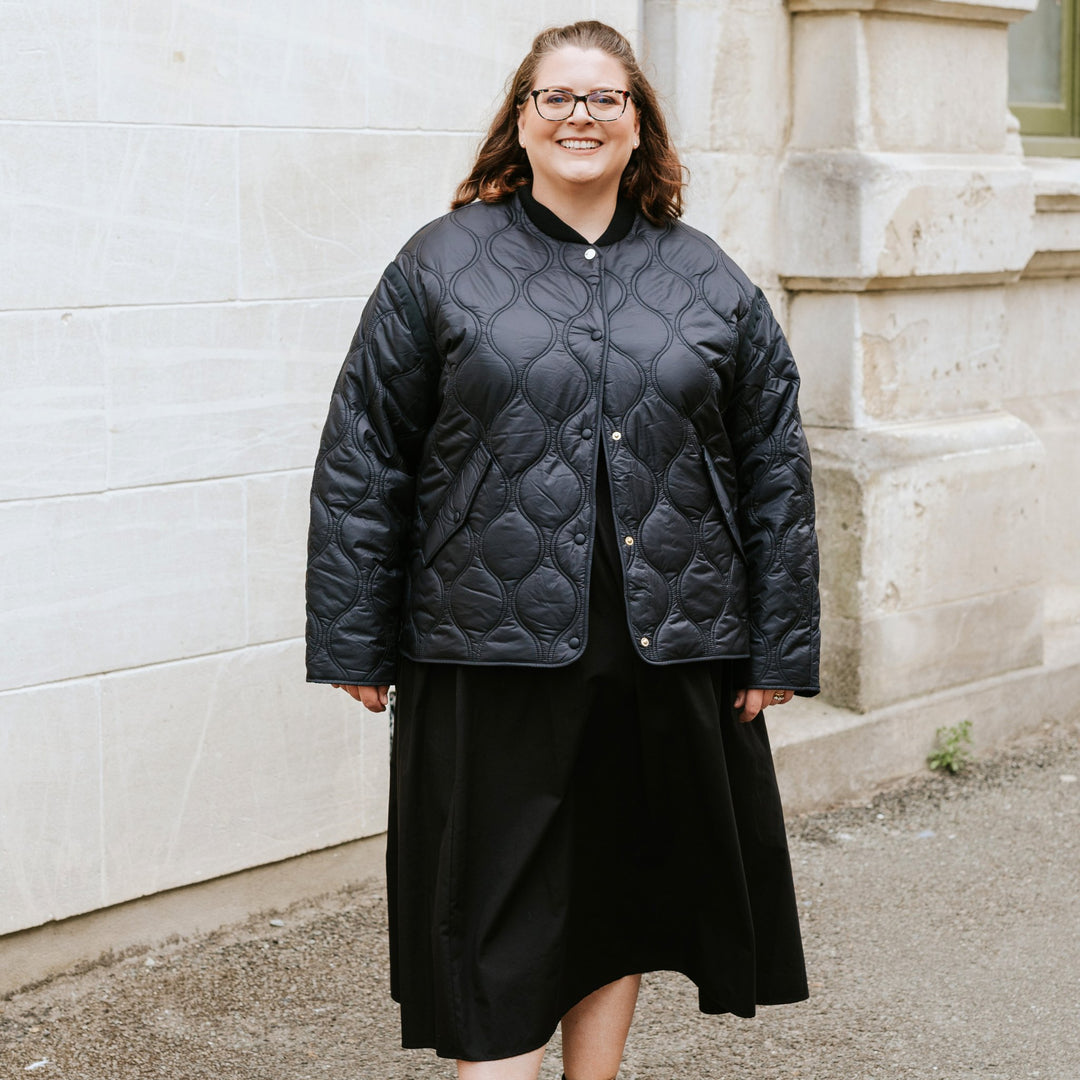 Talei Quilted Bomber Jacket  - Black