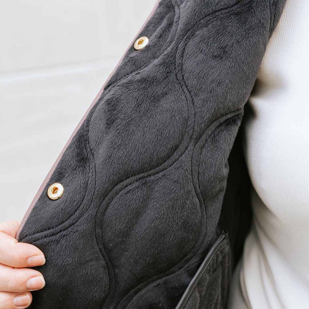 Talei Quilted Bomber Jacket  - Black