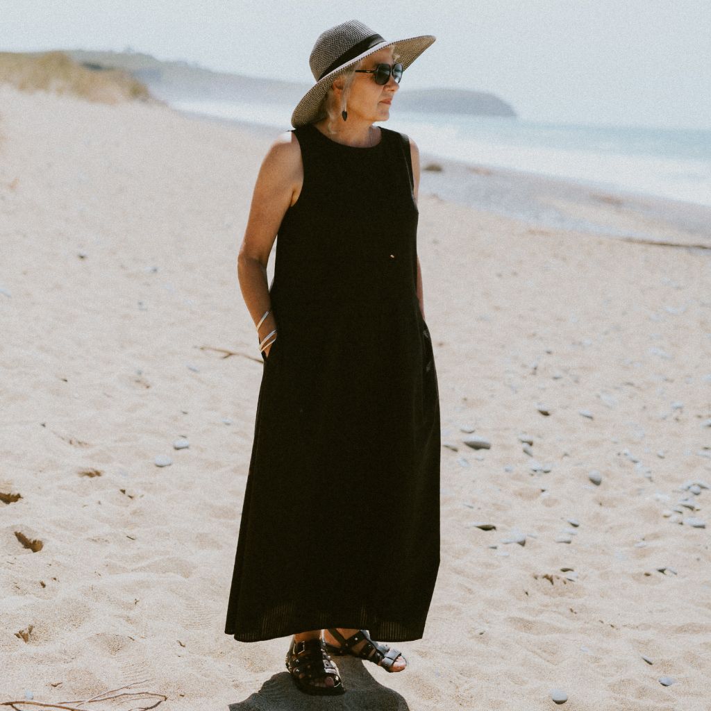 Anna Dress | Women's Ankle-Grazing Summer Dress with Pockets | Black