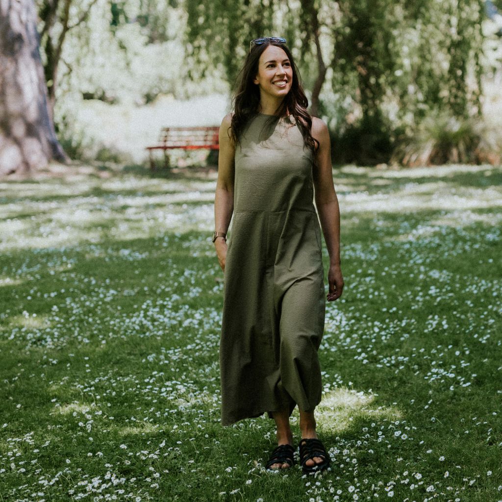 Anna Women's Drop Waist Dress | Bonsai Green