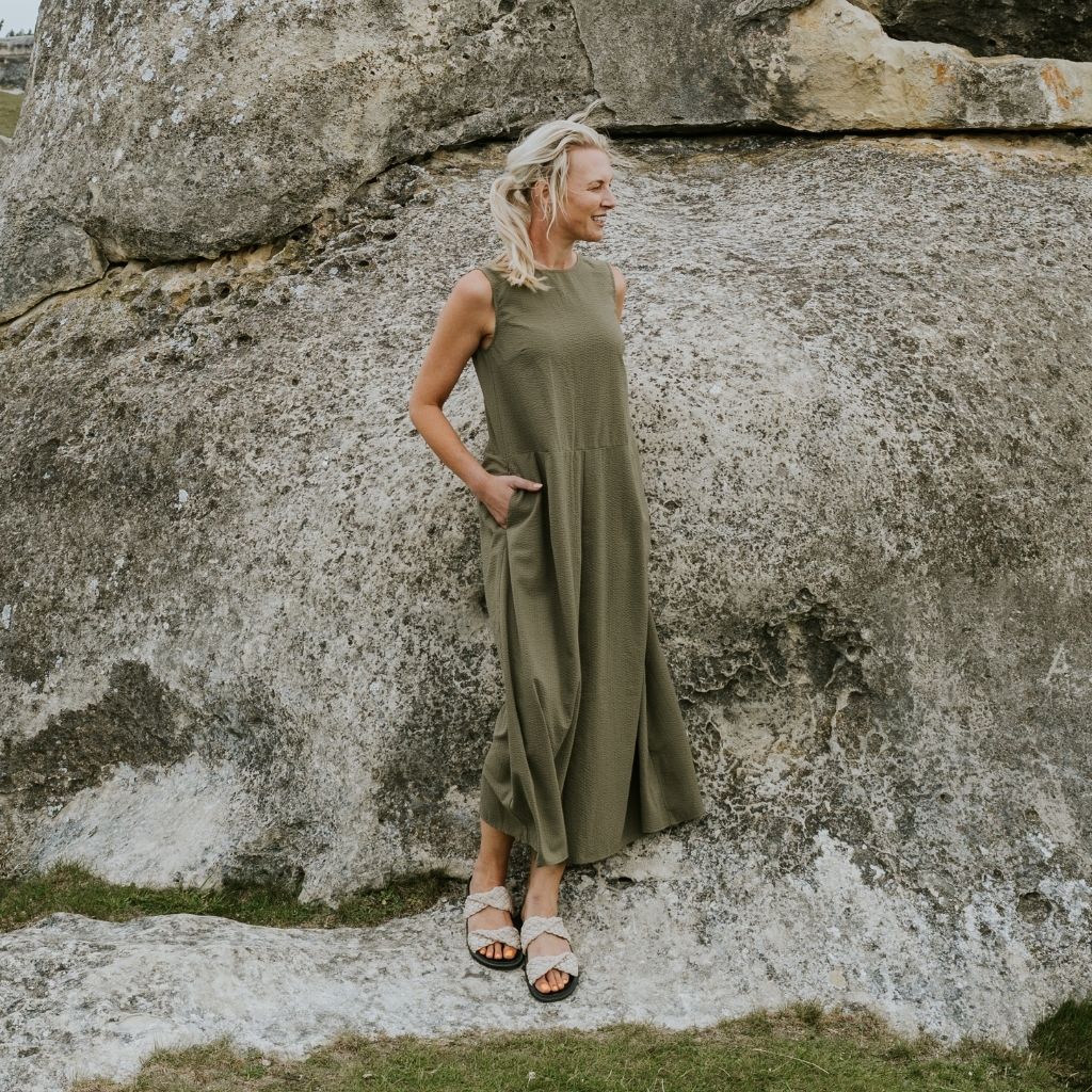 Anna Women&#39;s Drop Waist Dress | Bonsai Green