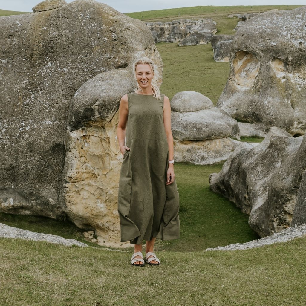Anna Women&#39;s Drop Waist Dress | Bonsai Green