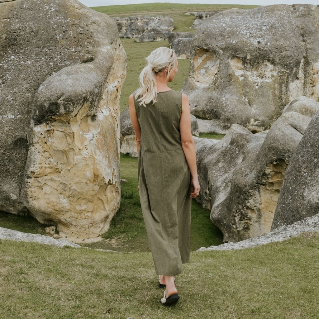 Anna Women&#39;s Drop Waist Dress | Bonsai Green
