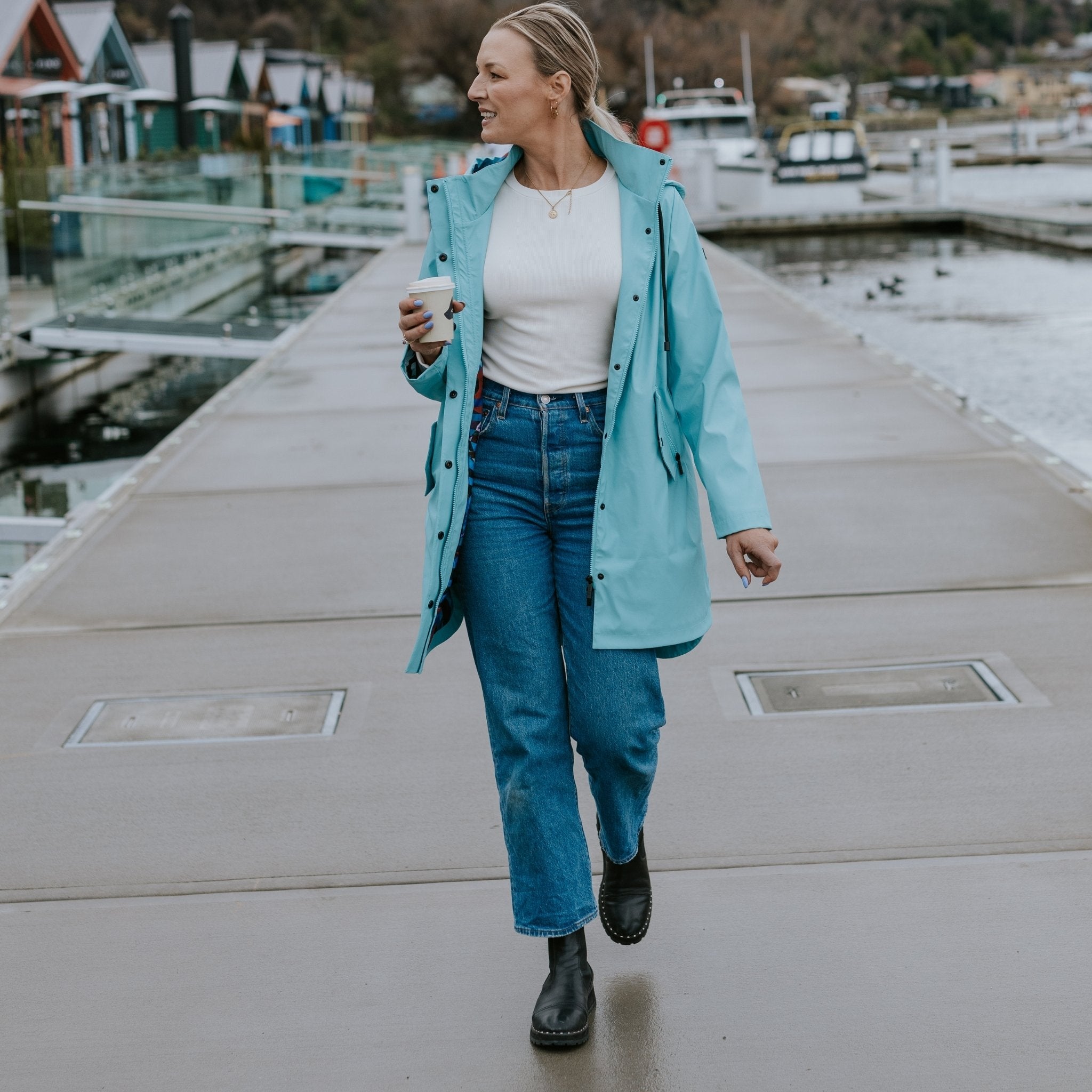 Women's Long Waterproof Raincoat | Colourful Everyday Rain Jacket