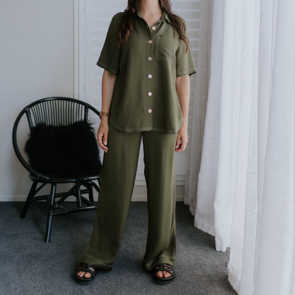 Bowie Women's Viscose Blend Pants - Bonsai Green