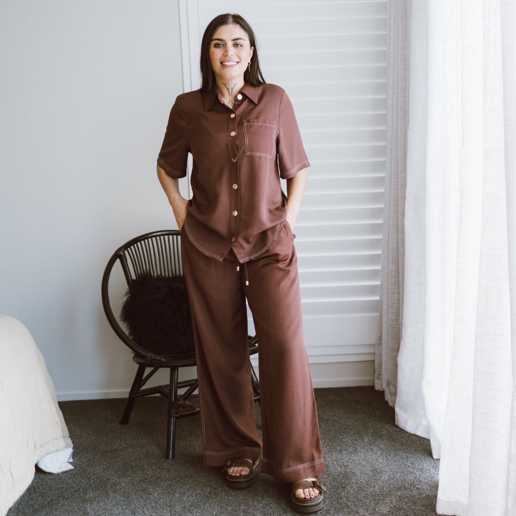 Bowie Women's Viscose Blend Pants - Cocoa