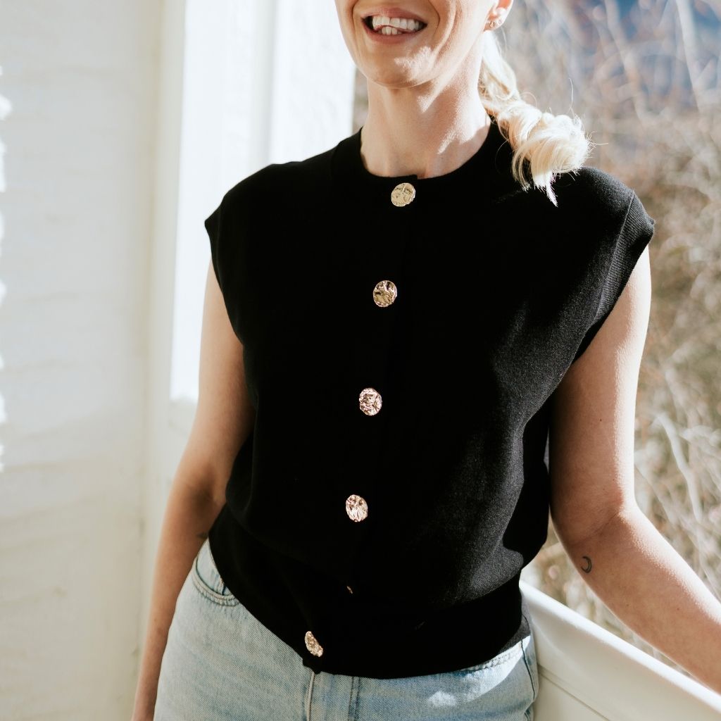 Camilla Women's Sweater Vest  |  Black