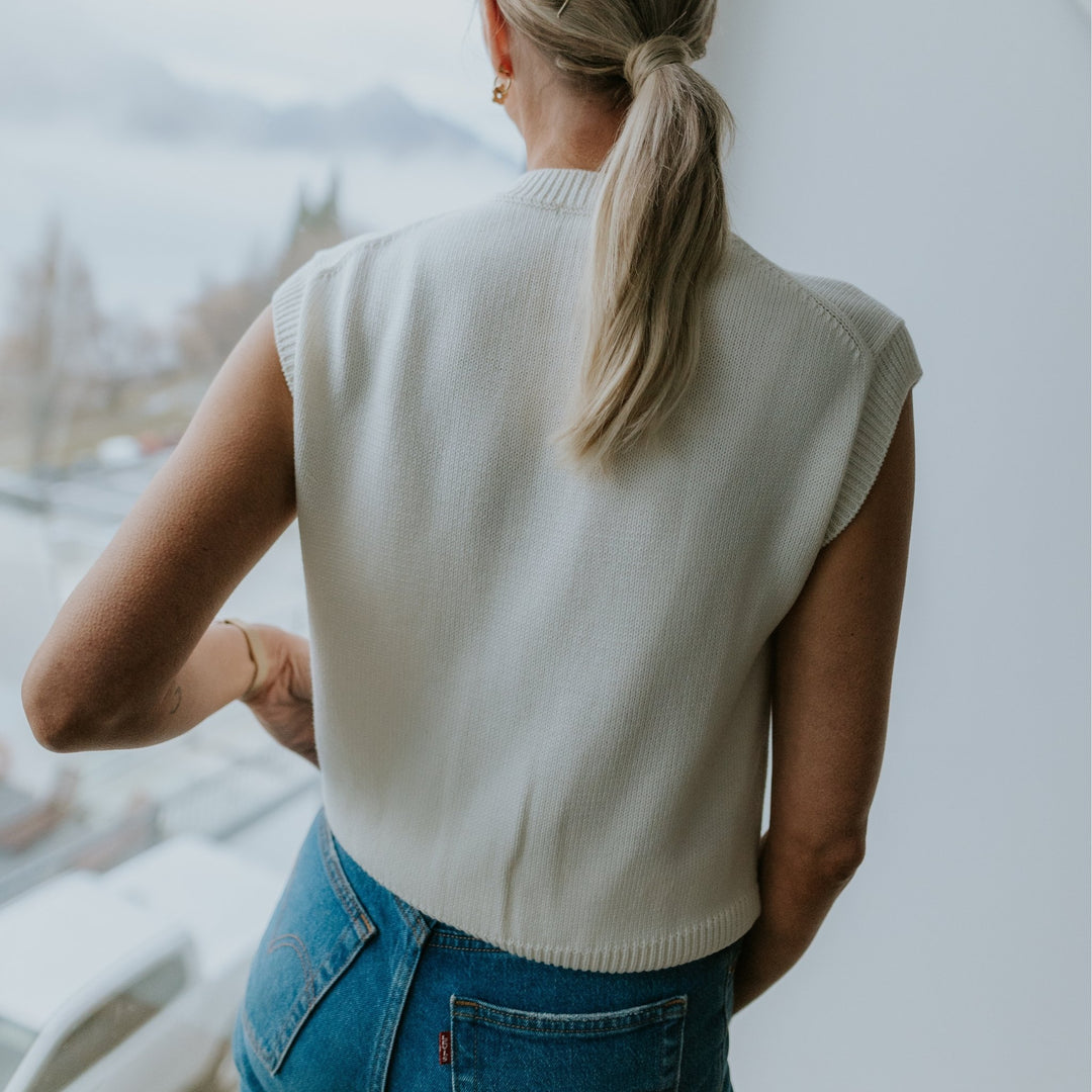 Chloe Knit Vest - Pearl