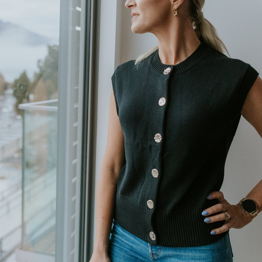 Chloe Knit Vest - Black
