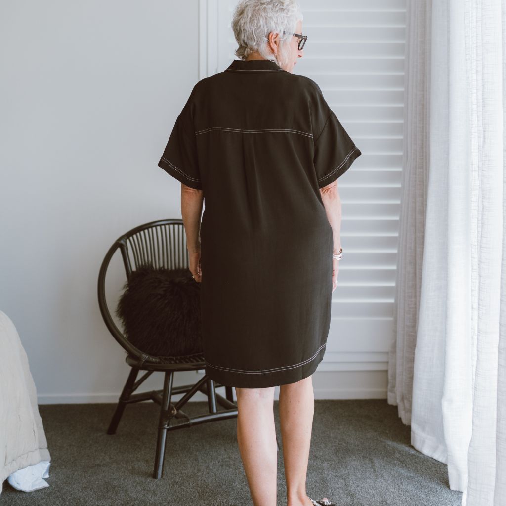 Cora Women's Viscose Blend Shirt Dress - Black