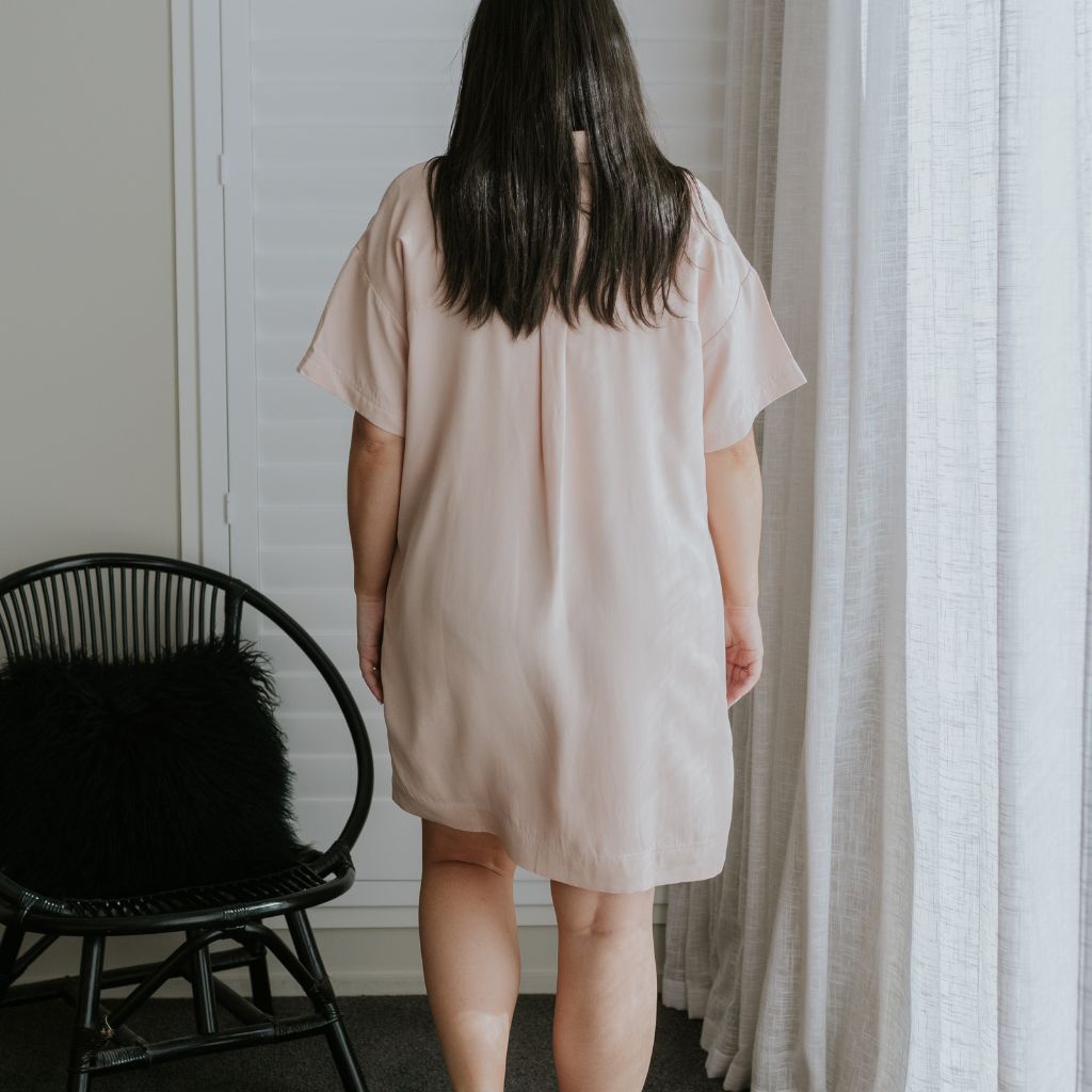 Cora Women's Viscose Blend Shirt Dress - Dusty Rose