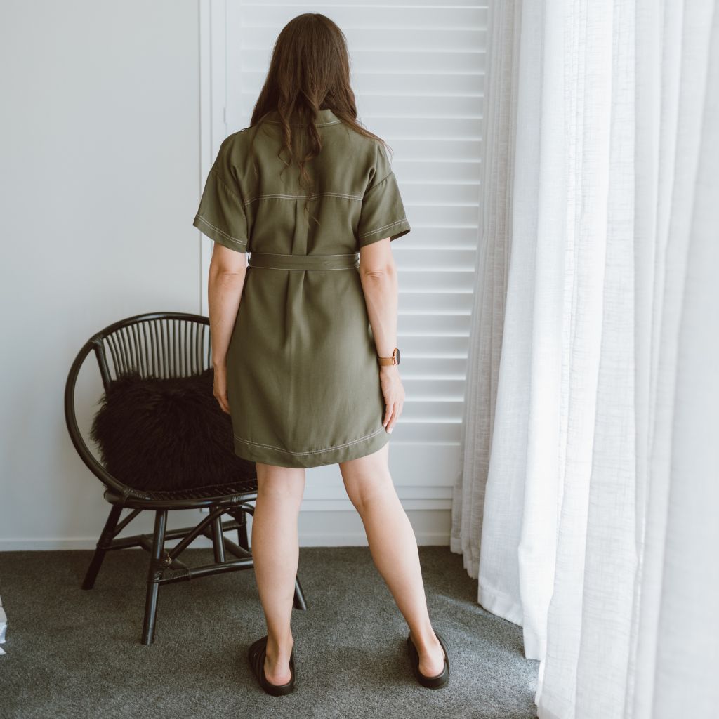 Cora Women's Viscose Blend Shirt Dress - Bonsai Green