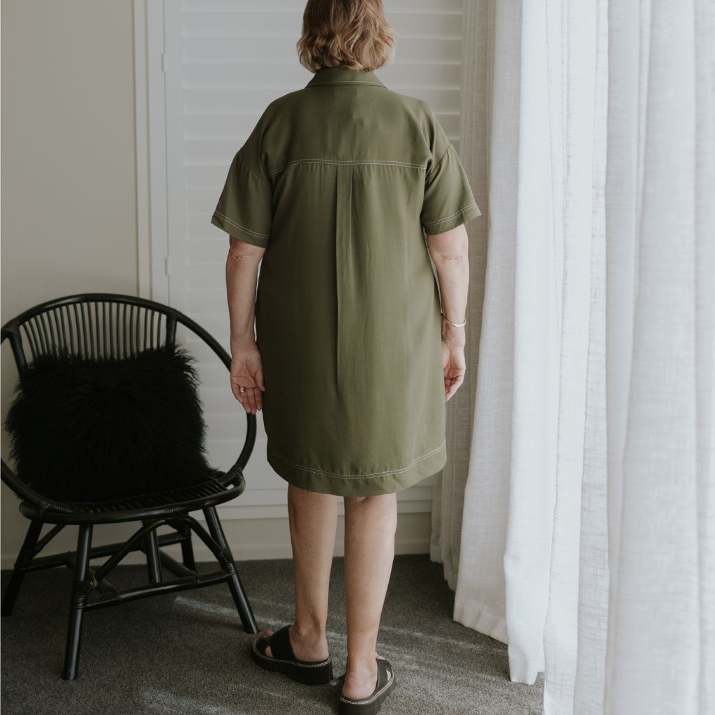 Cora Women's Viscose Blend Shirt Dress - Bonsai Green