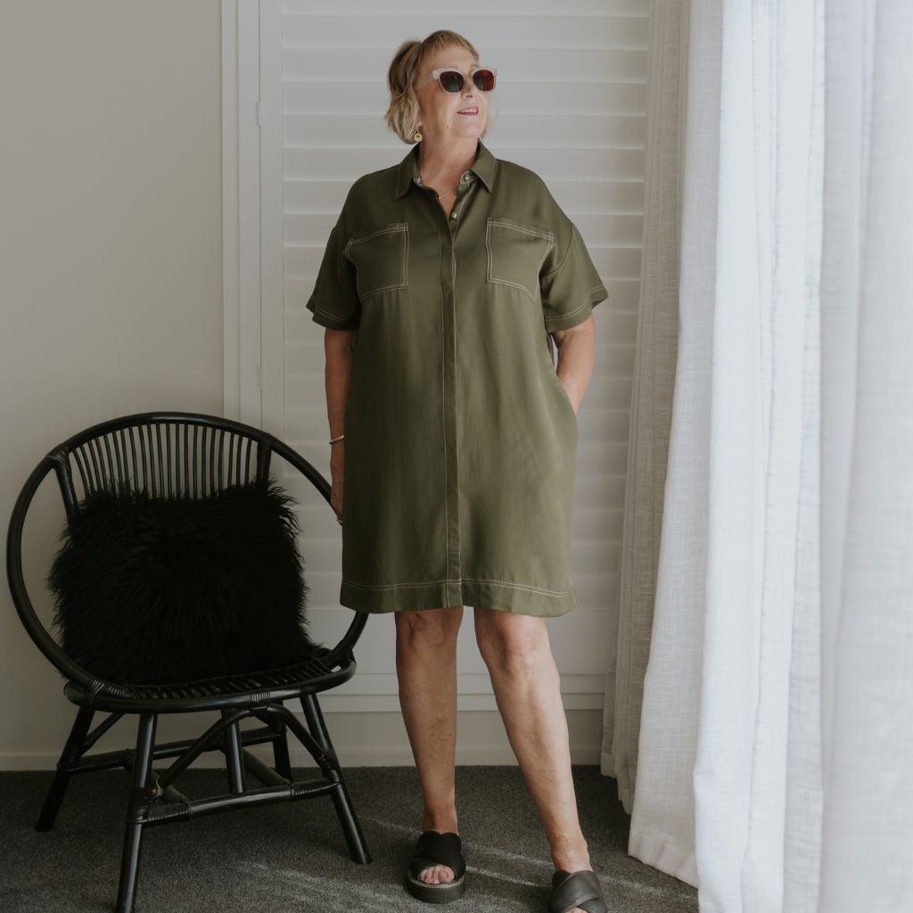 Cora Women's Viscose Blend Shirt Dress - Bonsai Green