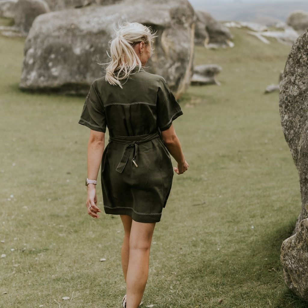 Cora Women's Viscose Blend Shirt Dress - Bonsai Green