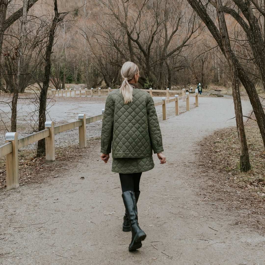 Daisy Quilted Jacket - Olive Green