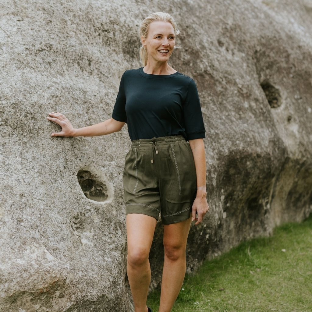 Dylan Women's Viscose Blend Shorts - Bonsai Green