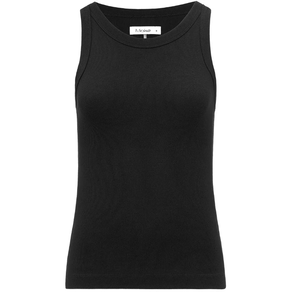 Ede Women&#39;s Cotton Rib Knit Tank | Black