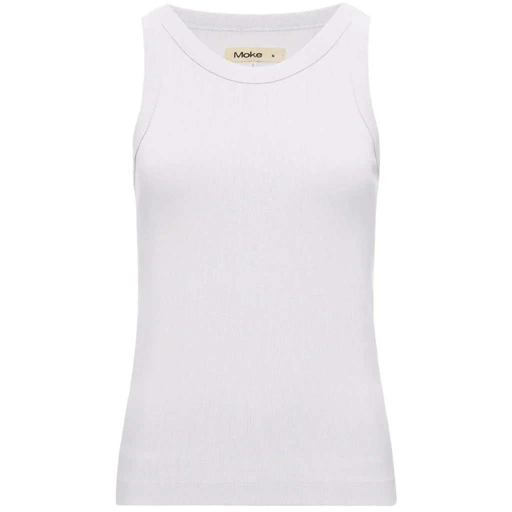 Ede Women's Cotton Rib Knit Tank | White