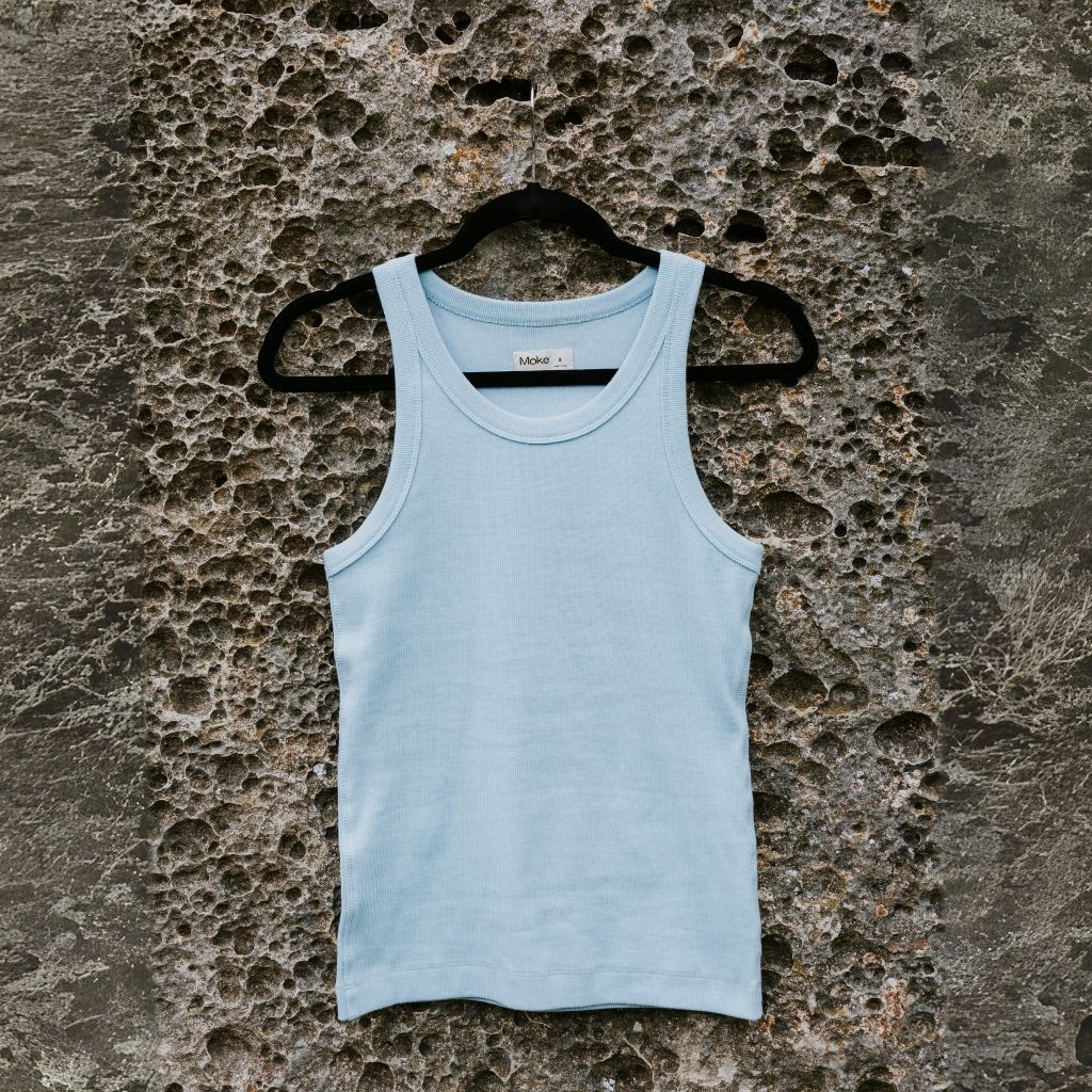 Ede Women's Cotton Rib Knit Tank | Ice Blue