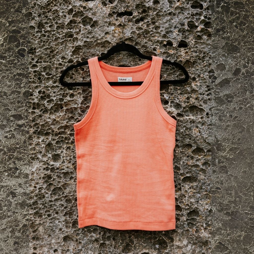 Ede Women's Cotton Rib Knit Tank | Sunset Coral