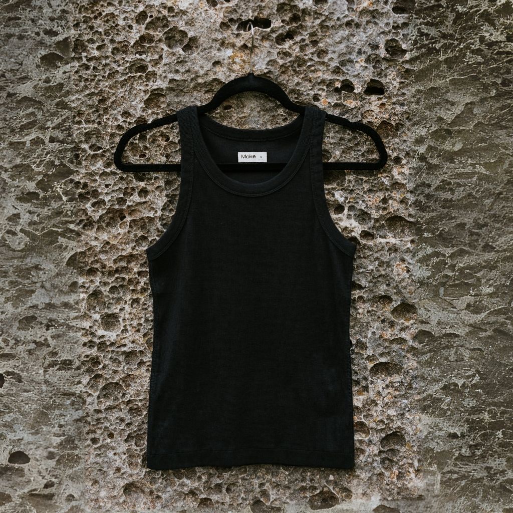 Ede Women&#39;s Cotton Rib Knit Tank | Black