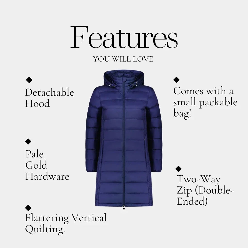 Sarah Women's 90/10 Packable Down Coat | Moonlight | Blue - Moke