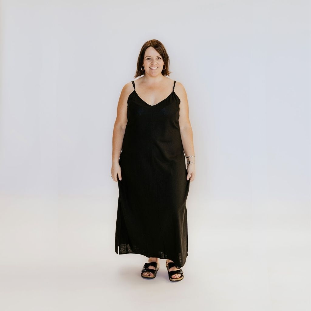 Gina Women's Linen Slip Dress - Black