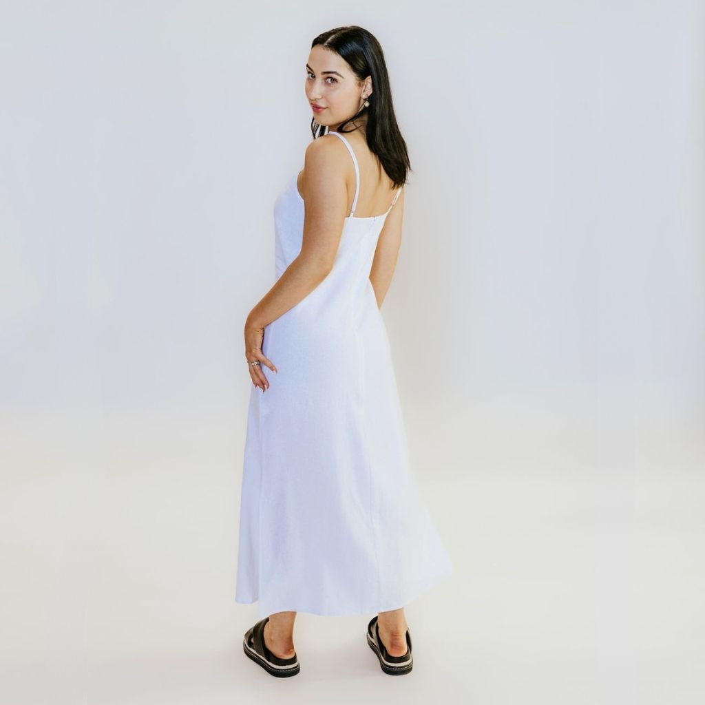 Gina Women's Linen Slip Dress - White