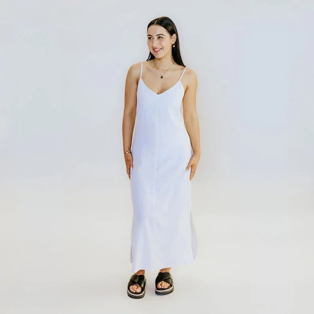 Gina Women's Linen Slip Dress | White