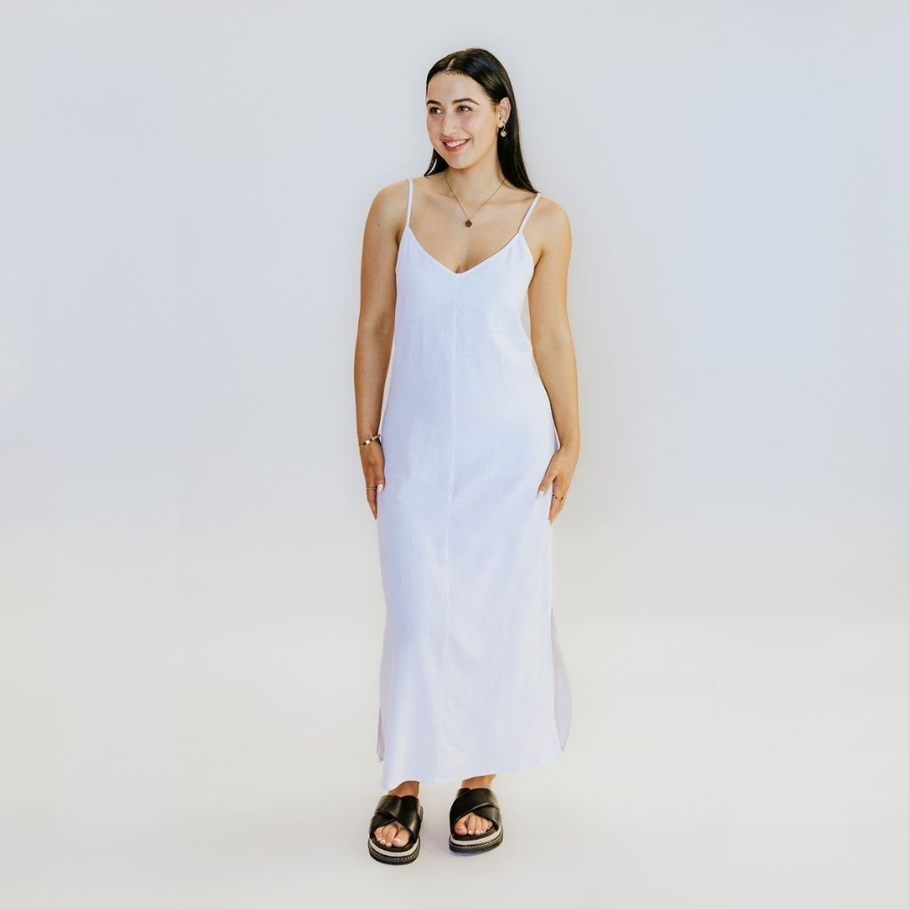 Gina Women's Linen Slip Dress - White