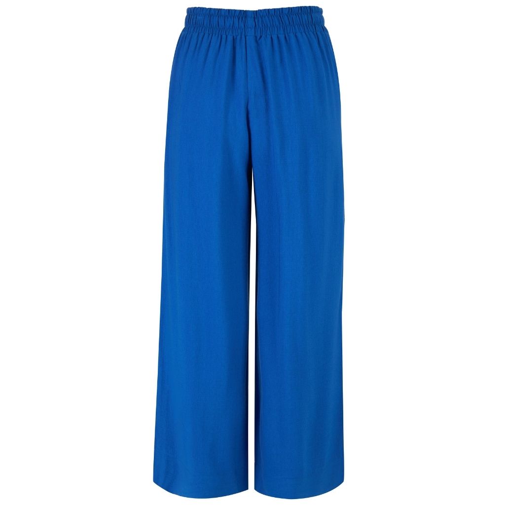 Indiana Women's Wide Leg Pants | Dazzling Blue with Cream Side Stripes