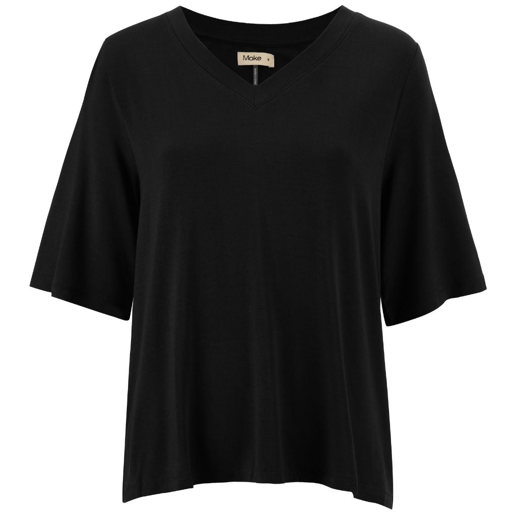 Zoe V-Neck Women's Modal Tee  |  Black