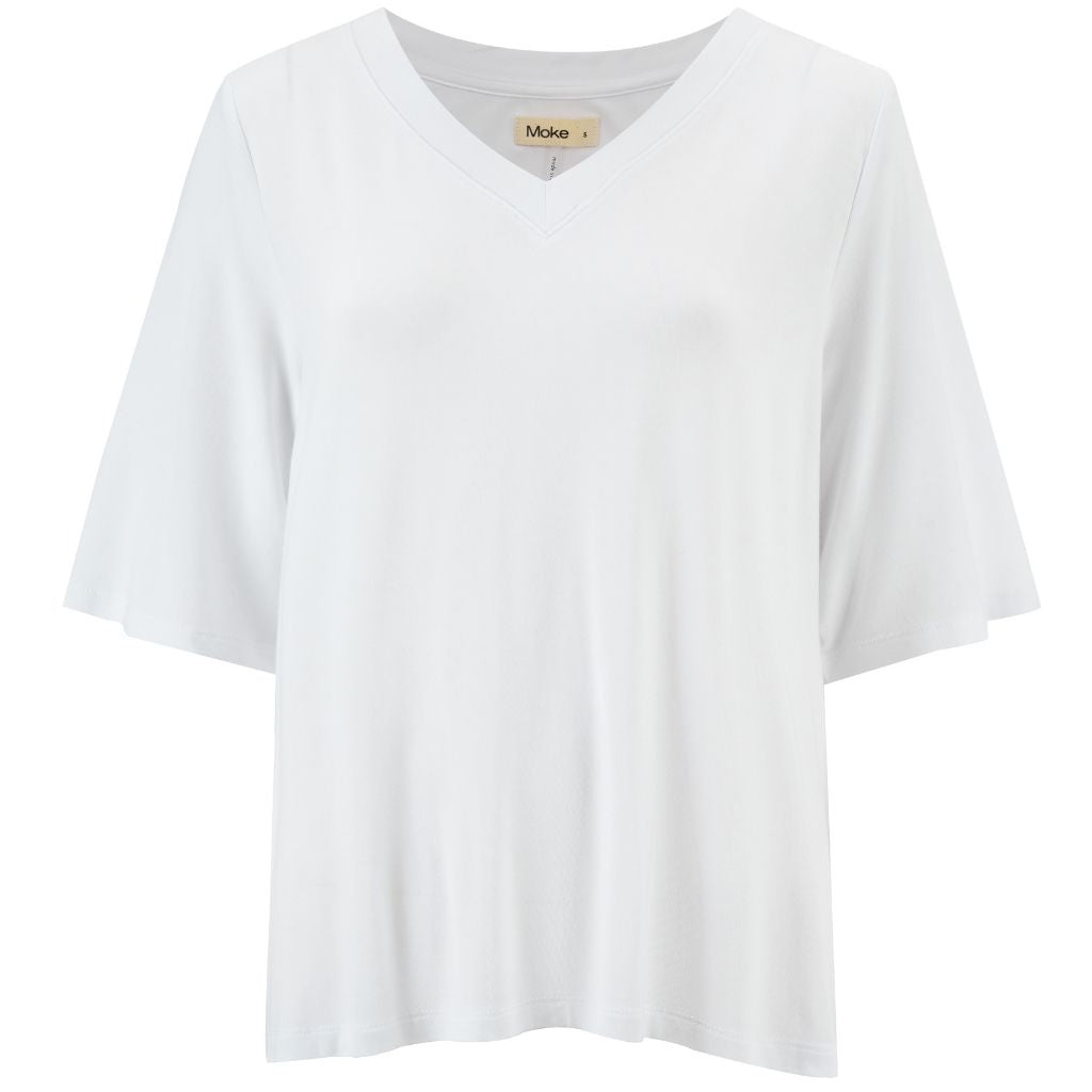 Zoe V-Neck Women's Modal Tee  |  White