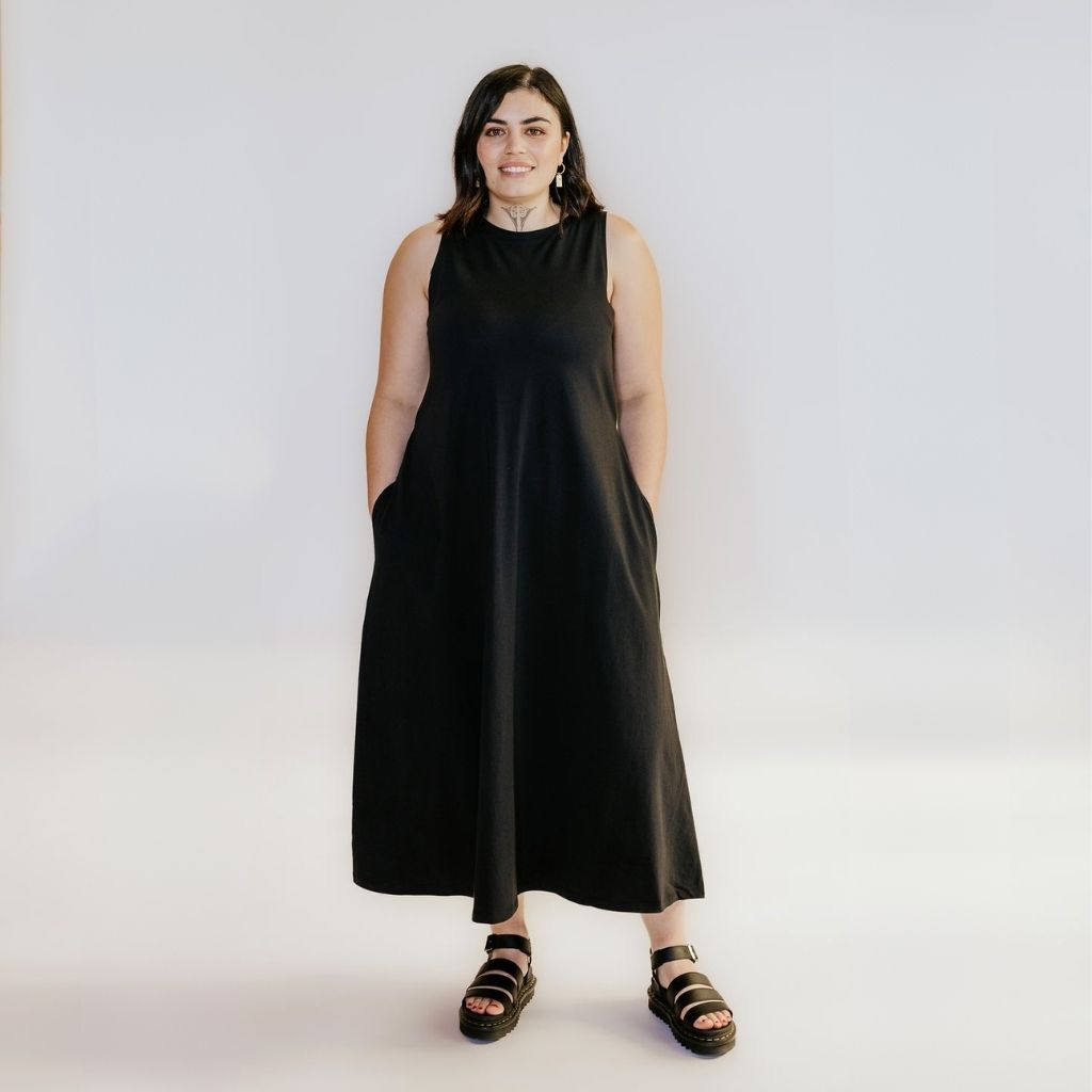 Gussie Women's Cotton Tank Dress - Black