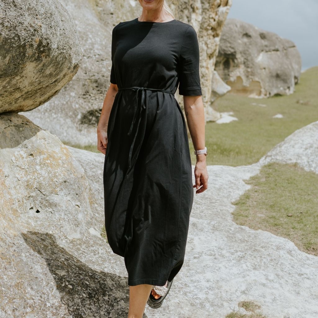 Greta Women&#39;s Cotton Tee Dress | Black