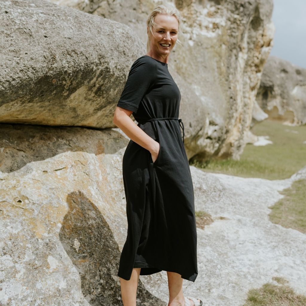 Greta Women&#39;s Cotton Tee Dress | Black