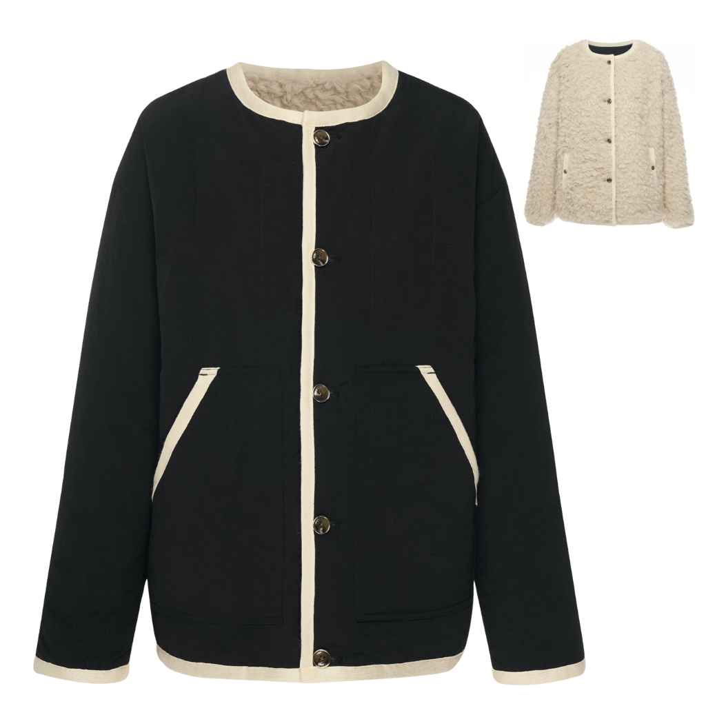 Juniper Reversible Faux Shearling Jacket - Black/Cream