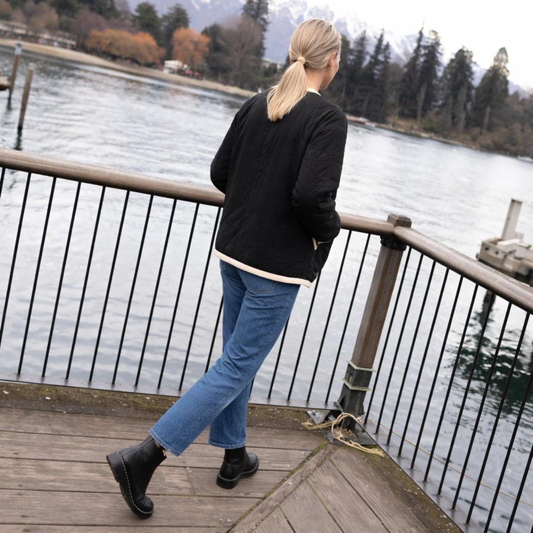 Juniper Reversible Faux Shearling Jacket - Black/Cream