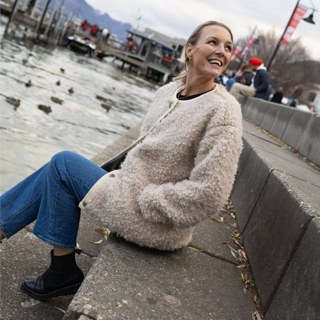 Juniper Reversible Faux Shearling Jacket - Olive Green/Cream