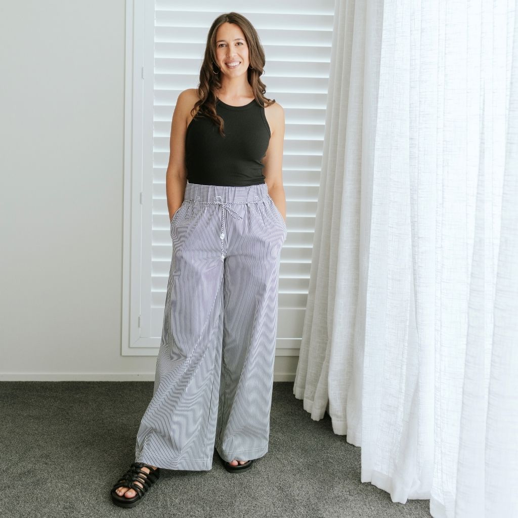 Juno Relaxed Wide Leg Women's Pant | Stripe
