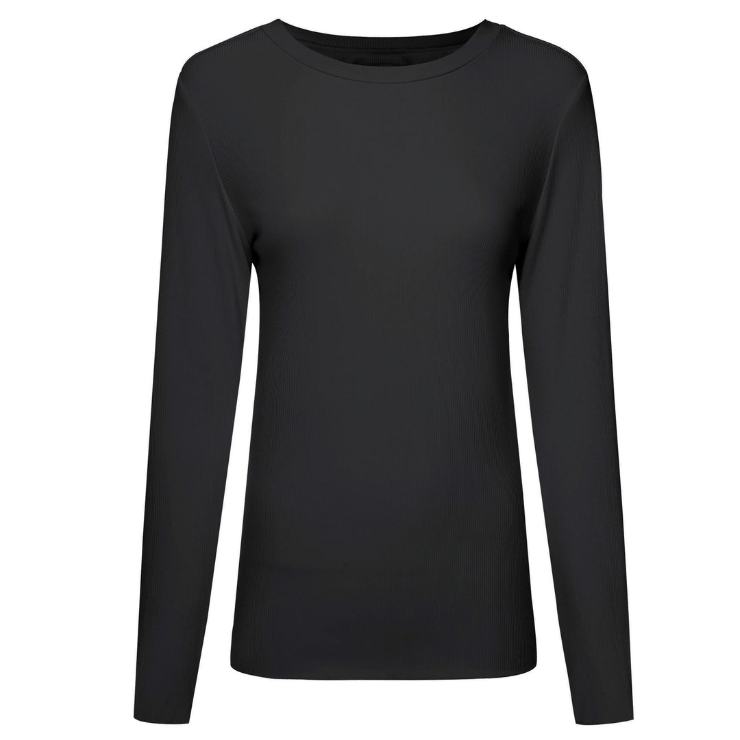 Lina Long Sleeve Ribbed Top - Black
