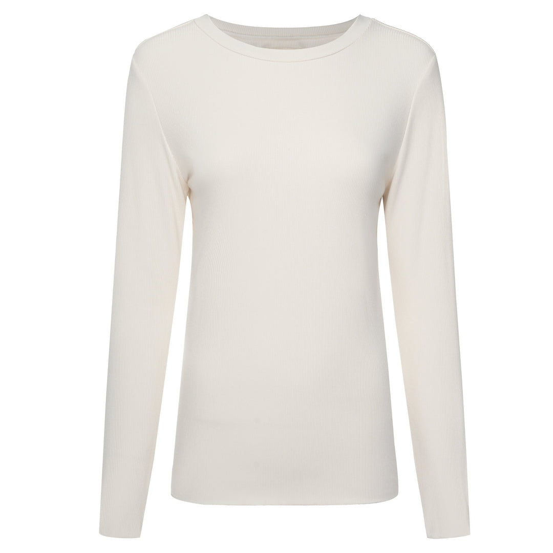 Lina Long Sleeve Ribbed Top - Pearl